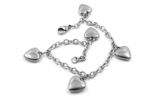 Pulsera de dijes de corazón en acero