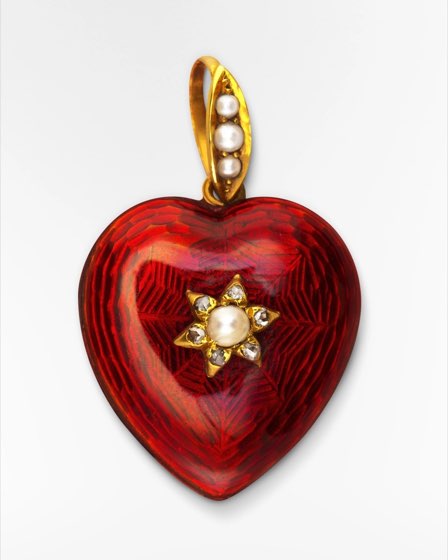 Relicario de corazón en esmalte rojo